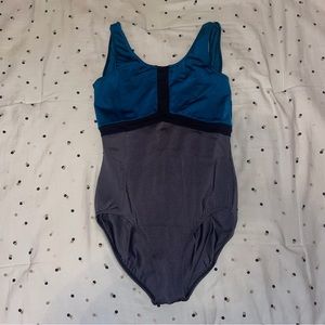 Eurotard Adult Women's Gray, Teal, and Black Open Back Dance Ballet Leotard